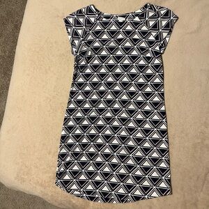 Merona Navy and White Geometric Dress